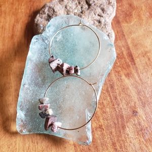 Handmade Beach Stones Hoop Earrings
